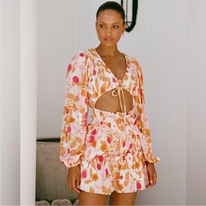 SABO Floral Cut-Out Midi Dress